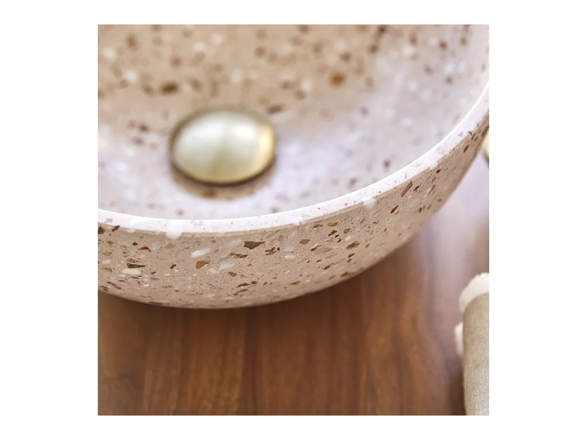 Waschbecken aus pinkfarbenem Premium-Terrazzo Elea