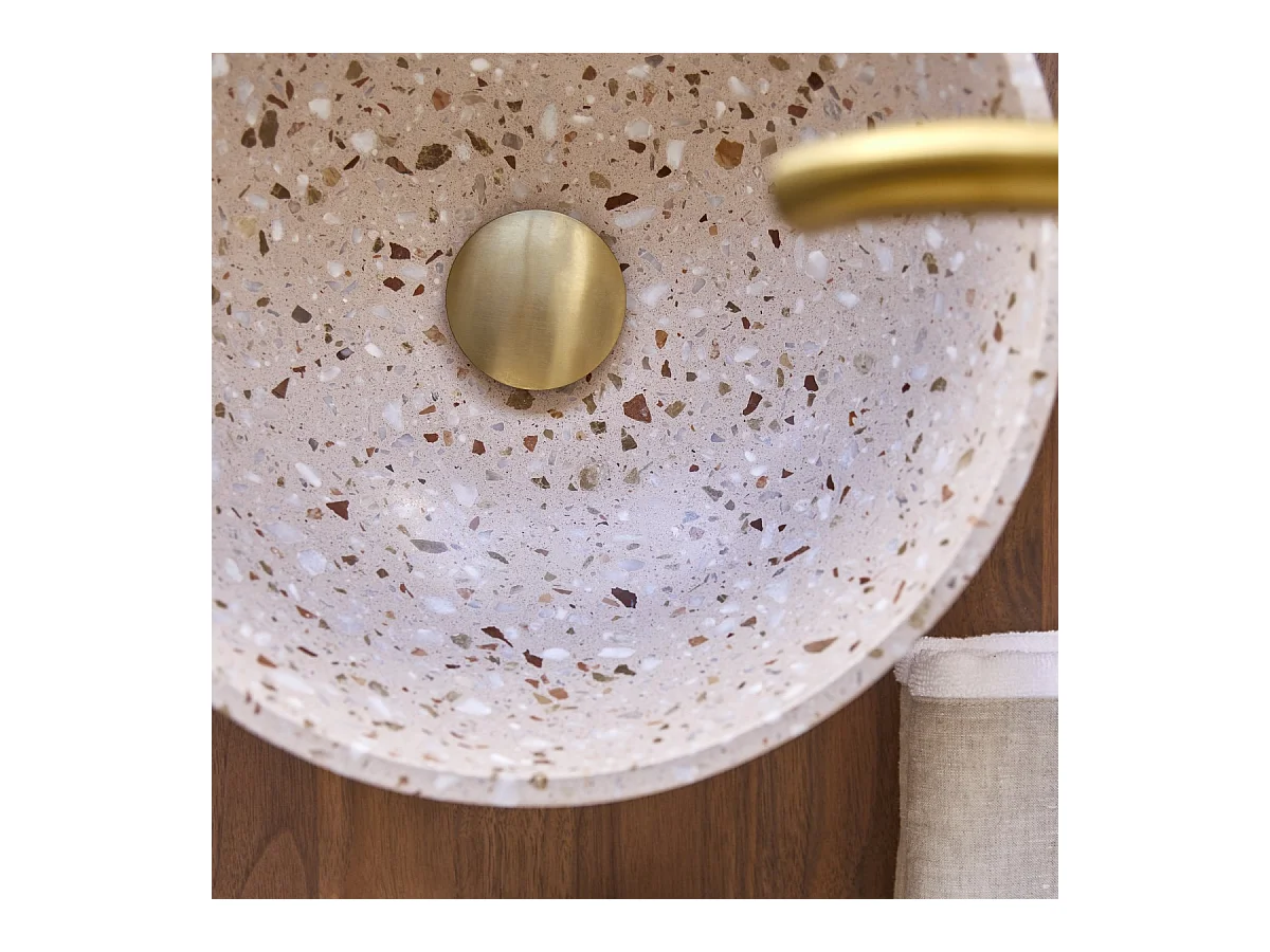 Waschbecken aus pinkfarbenem Premium-Terrazzo Elea