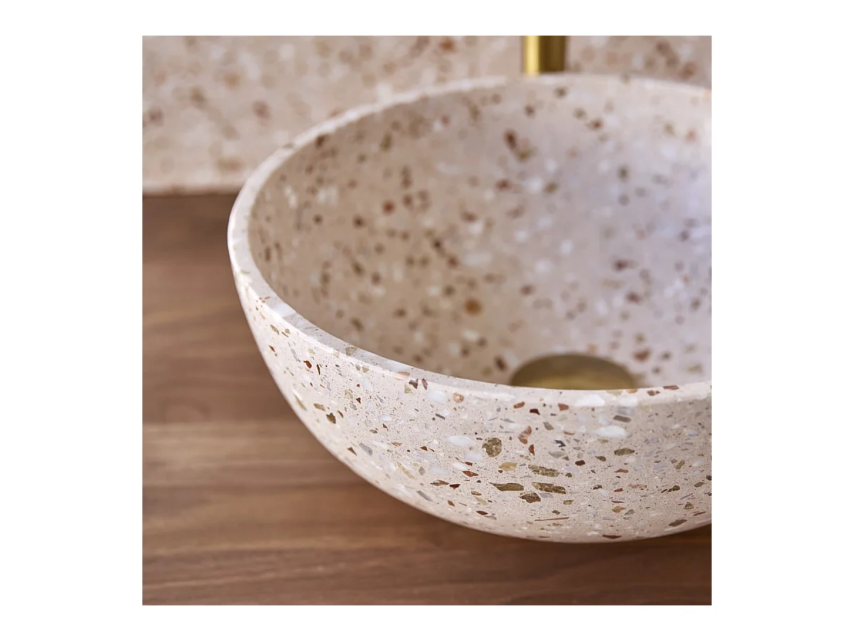 Waschbecken aus pinkfarbenem Premium-Terrazzo Elea