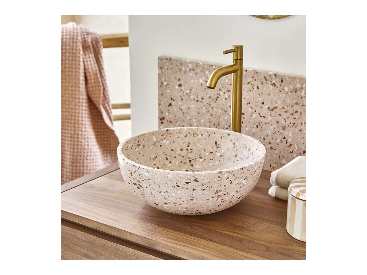 Lavabo in battuto di terrazzo premium pink Elea