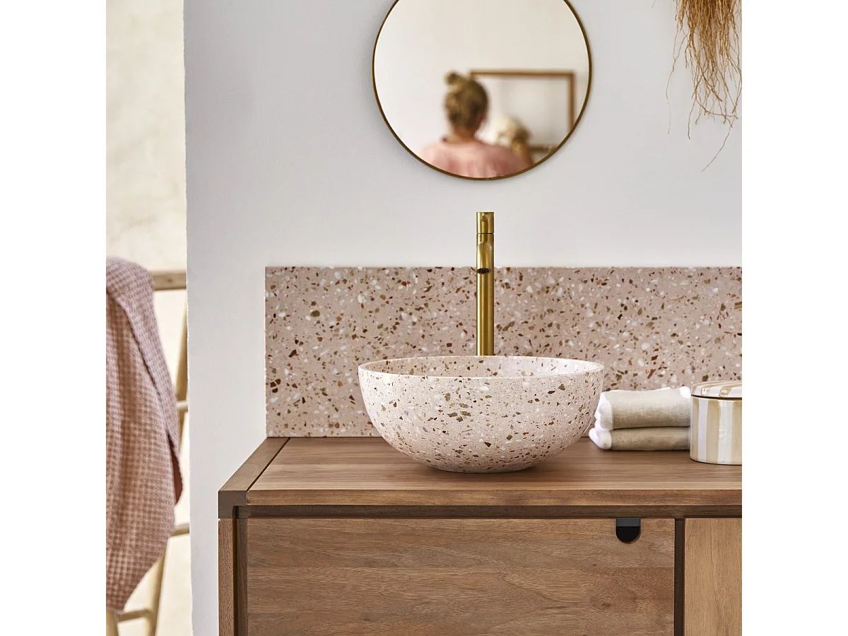 Lavabo in battuto di terrazzo premium pink Elea