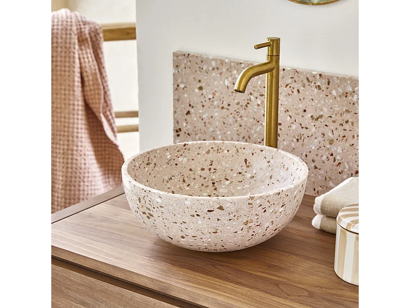Waschbecken aus pinkfarbenem Premium-Terrazzo Elea