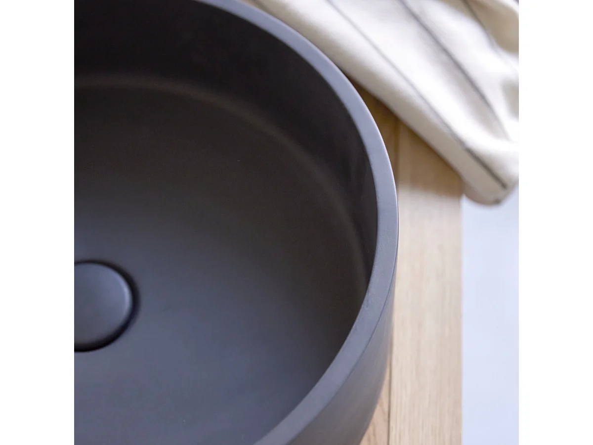 Lavabo tondo in terrazzo black Gina