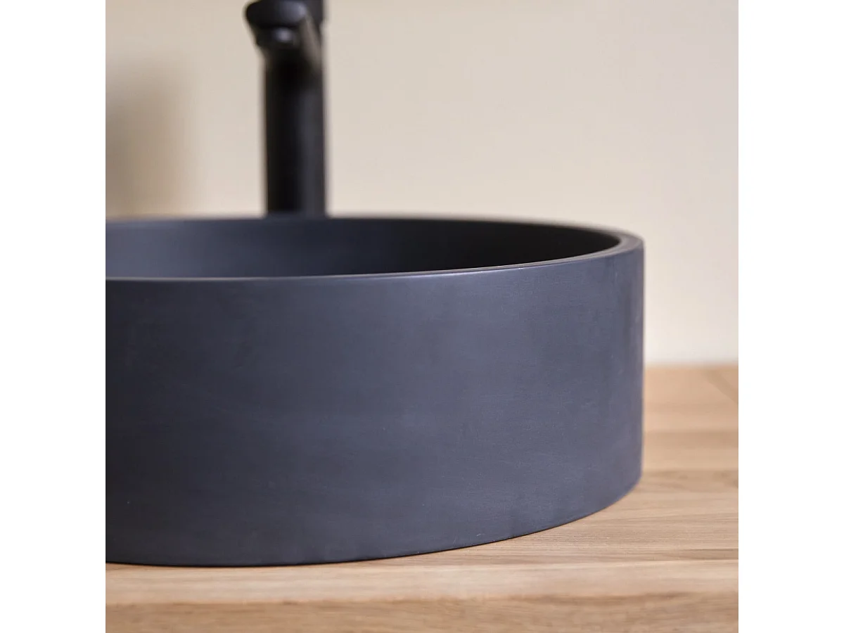 Lavabo tondo in terrazzo black Gina