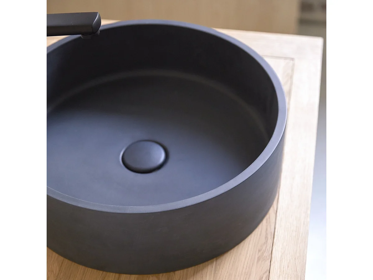 Lavabo tondo in terrazzo black Gina
