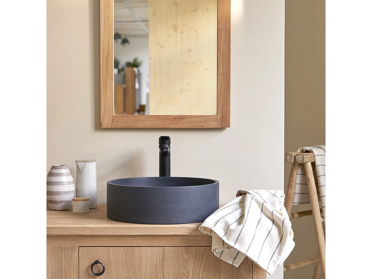 Lavabo tondo in terrazzo black Gina
