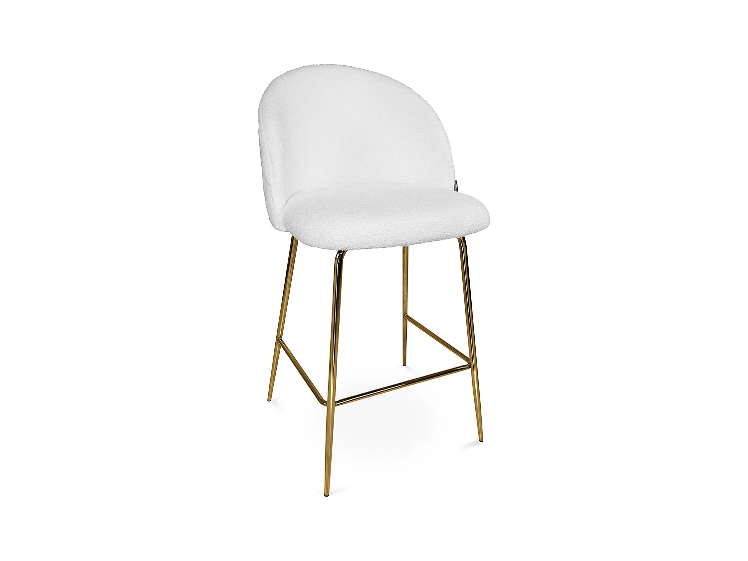 Sgabello cucina imbottito, sgabello alto in tessuto bouclé bianco – Nicole