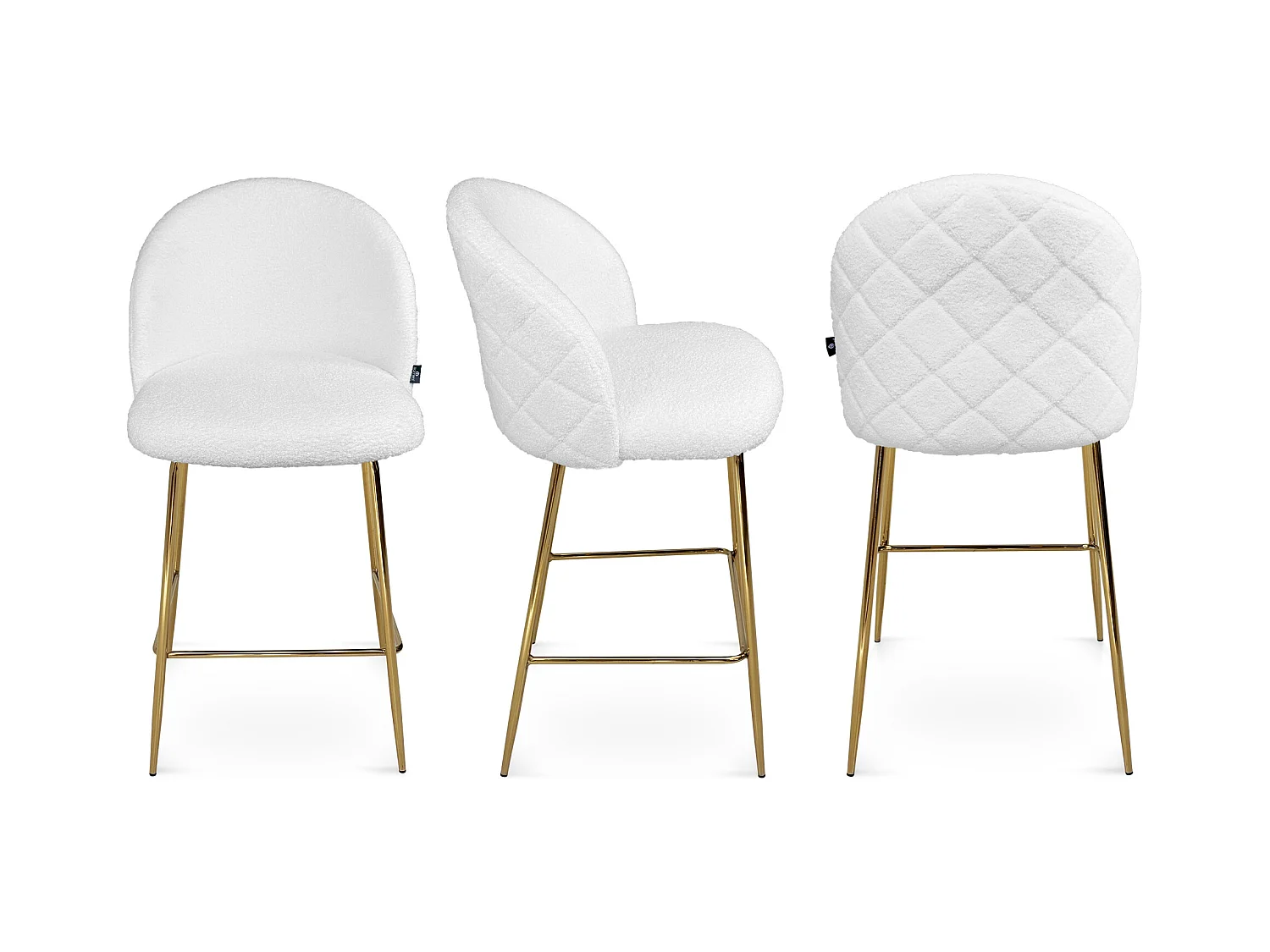 Sgabello cucina imbottito, sgabello alto in tessuto bouclé bianco – Nicole