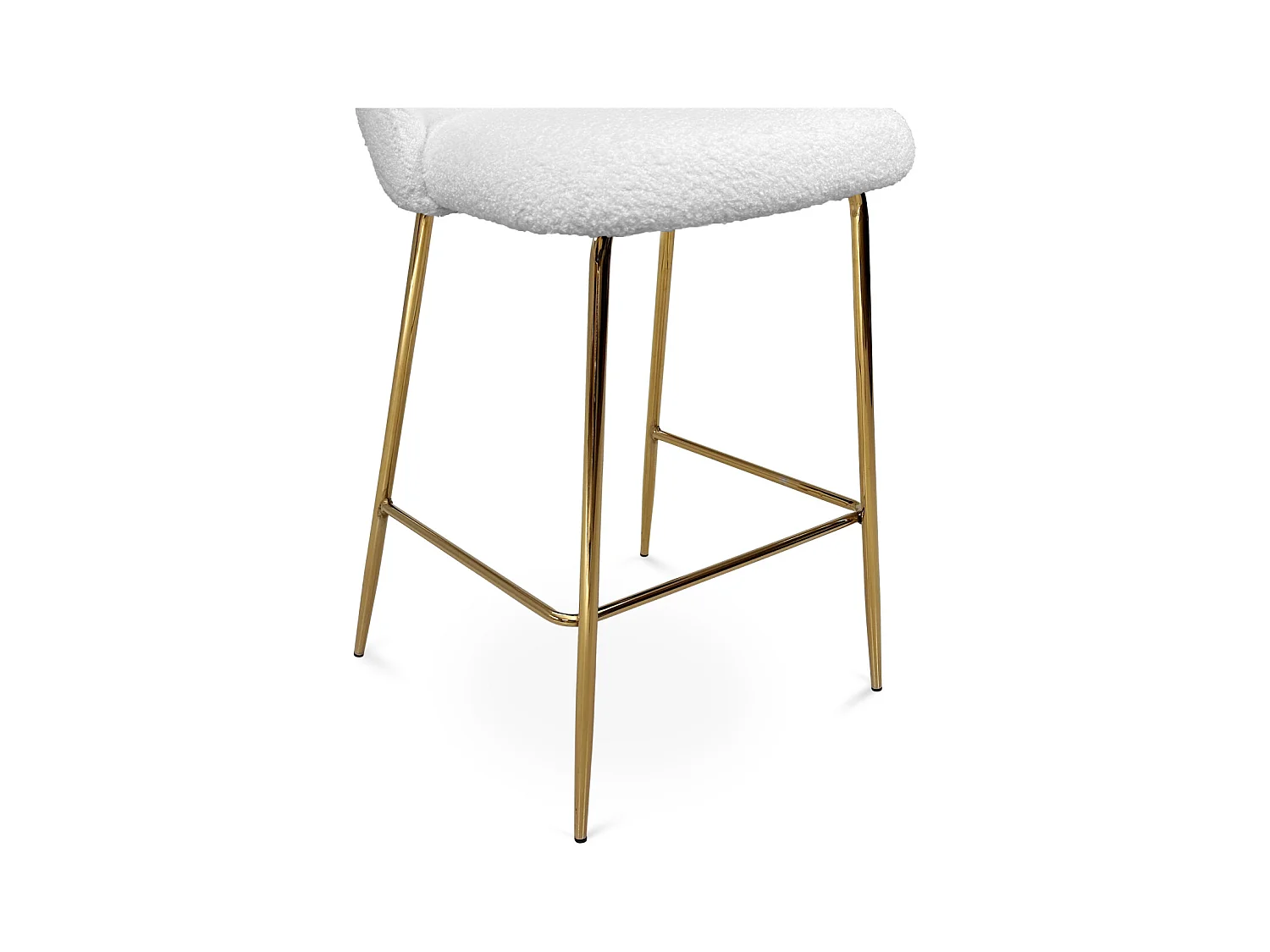 Sgabello cucina imbottito, sgabello alto in tessuto bouclé bianco – Nicole