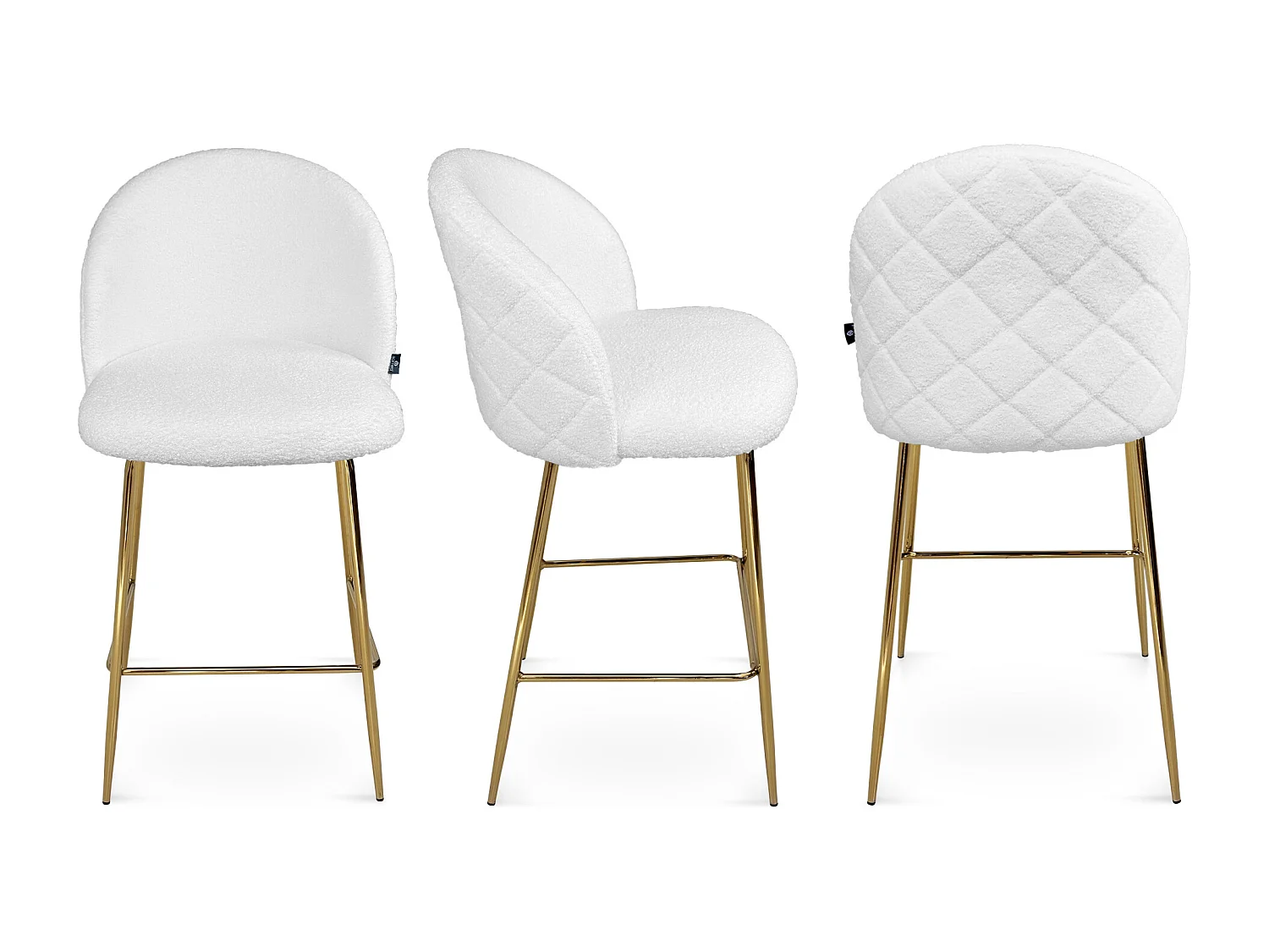 Sgabello cucina imbottito, sgabello alto in tessuto bouclé bianco – Nicole