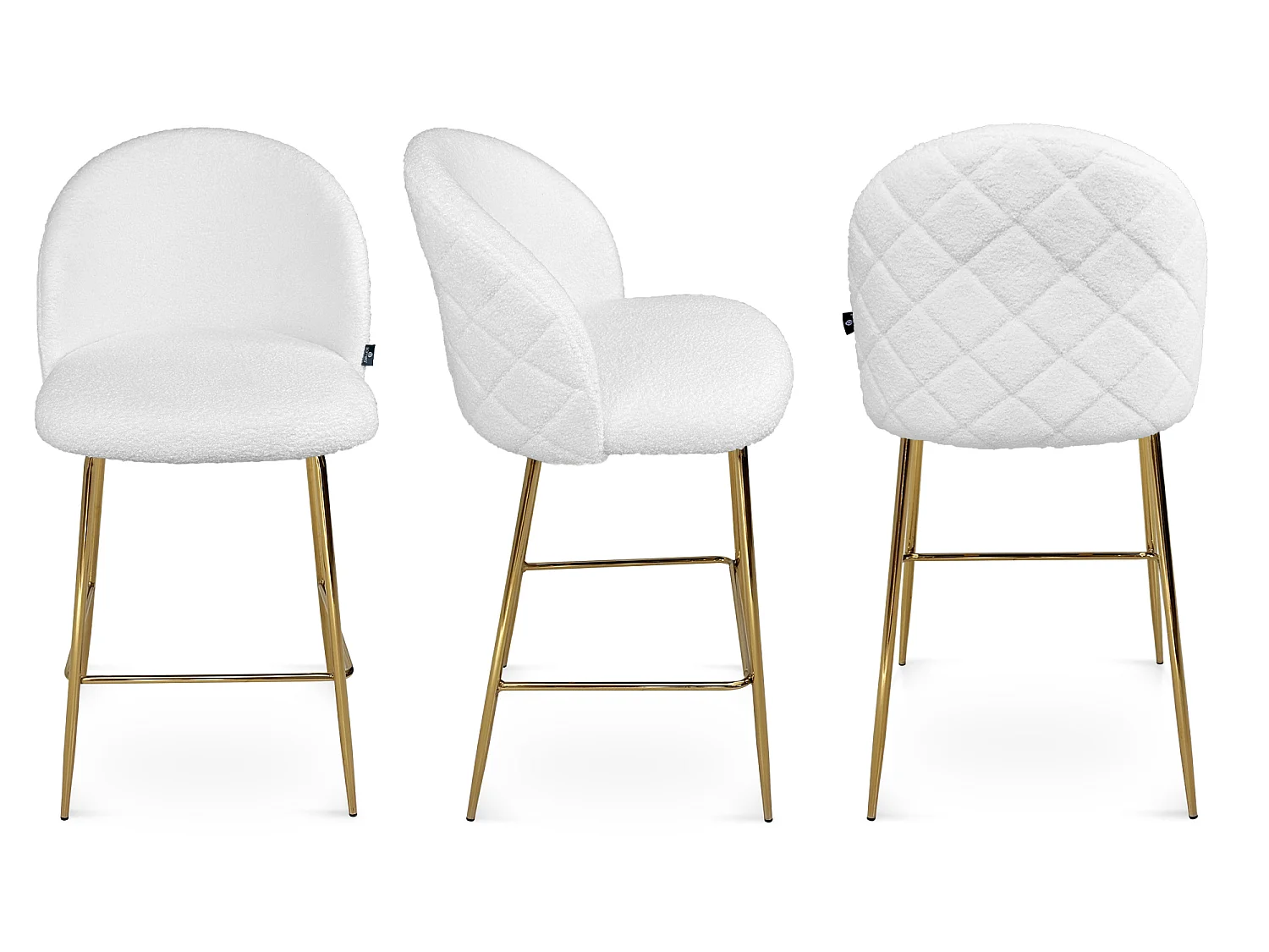 Sgabello cucina imbottito, sgabello alto in tessuto bouclé bianco – Nicole