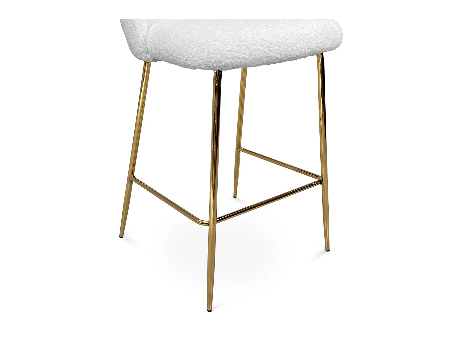 Sgabello cucina imbottito, sgabello alto in tessuto bouclé bianco – Nicole