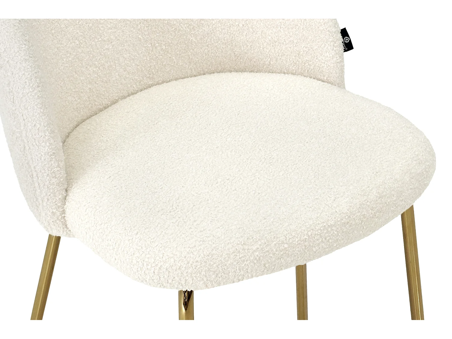 Sgabello cucina imbottito, sgabello alto in tessuto bouclé bianco avorio piede oro – Nicole