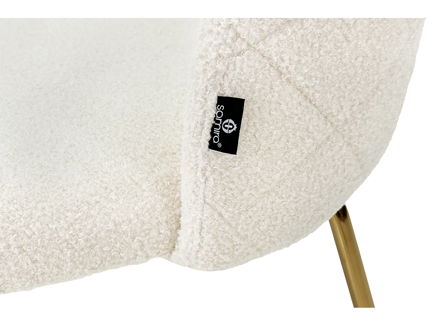 Sgabello cucina imbottito, sgabello alto in tessuto bouclé bianco avorio piede oro – Nicole