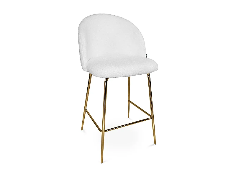 Sgabello cucina imbottito, sgabello alto in tessuto bouclé bianco – Nicole