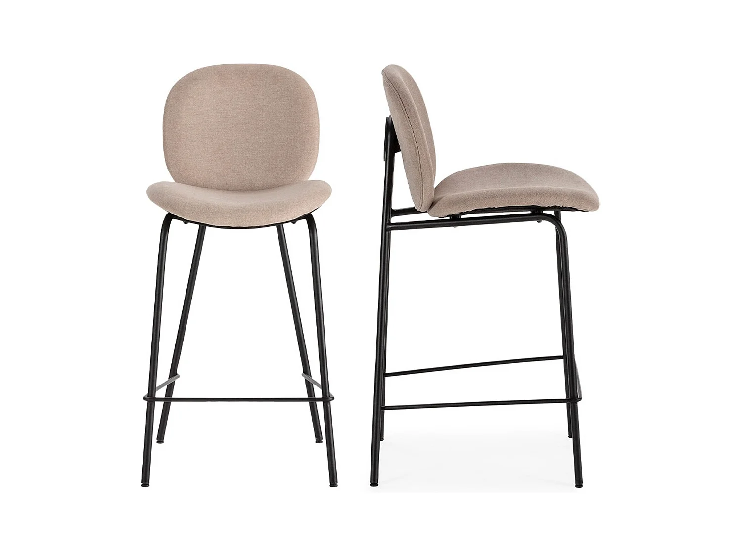 Lot de 2 tabourets de bar en tissu beige - Boreal