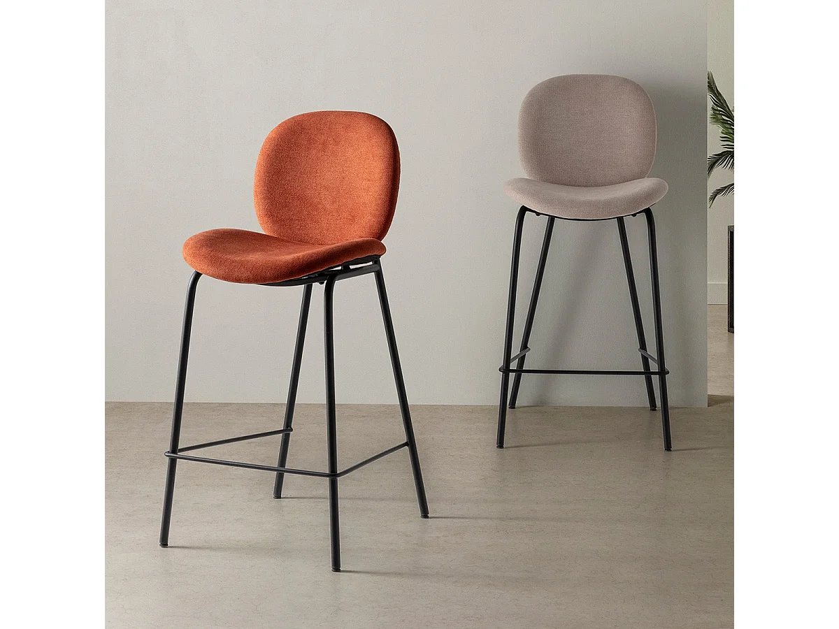 Lot de 2 tabourets de bar en tissu beige - Boreal