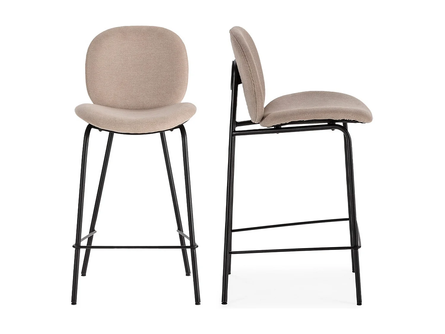 Lot de 2 tabourets de bar en tissu beige - Boreal