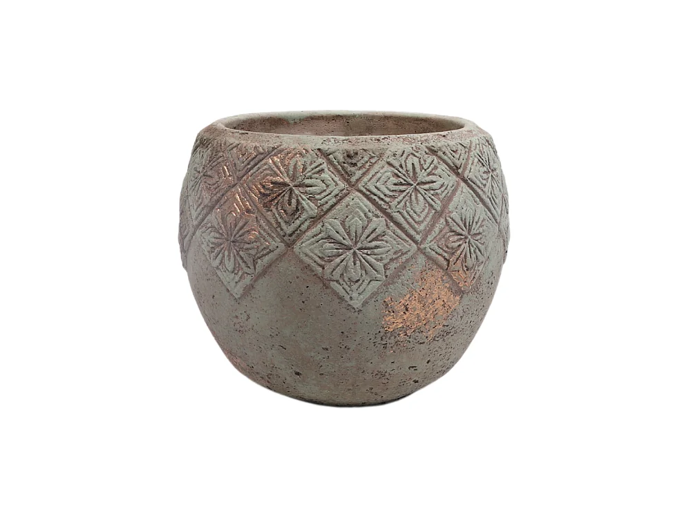 ° Cache-pot "Collerette" en béton vert de gris Ø.18 x 15 cm