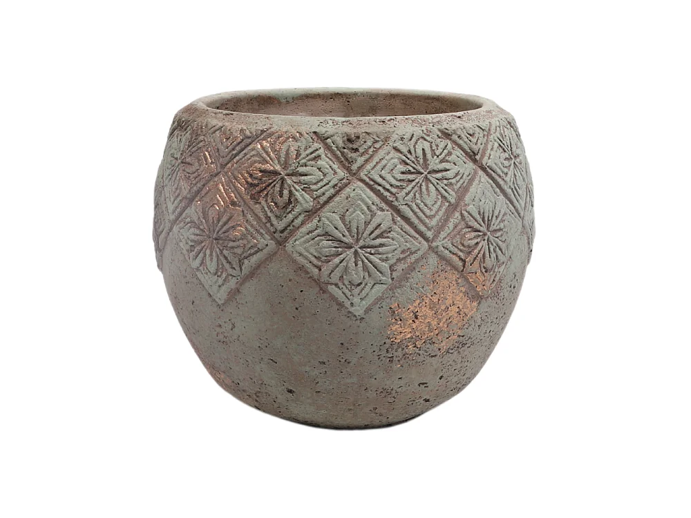 ° Cache-pot "Collerette" en béton vert de gris Ø.18 x 15 cm