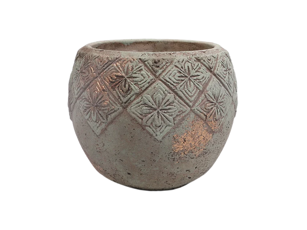 ° Cache-pot "Collerette" en béton vert de gris Ø.18 x 15 cm