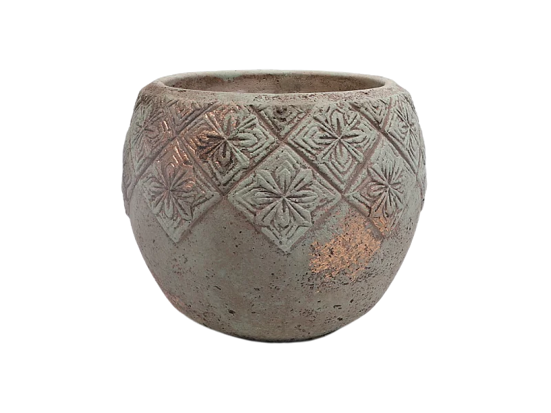 ° Cache-pot "Collerette" en béton vert de gris Ø.18 x 15 cm