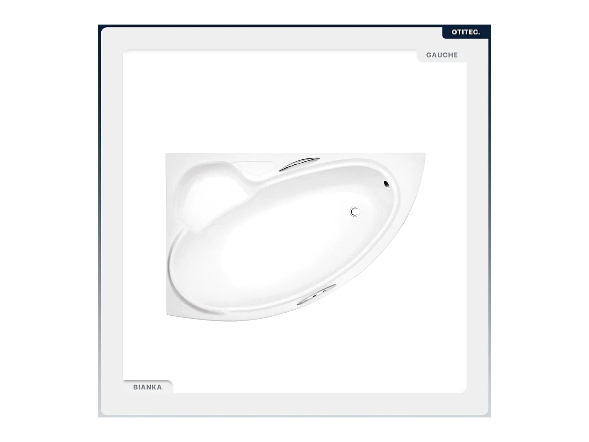 Baignoire asymétrique - 150 x 95 cm - Gauche - avec Habillage - Pieds - Vidage Chrome - BIANKA