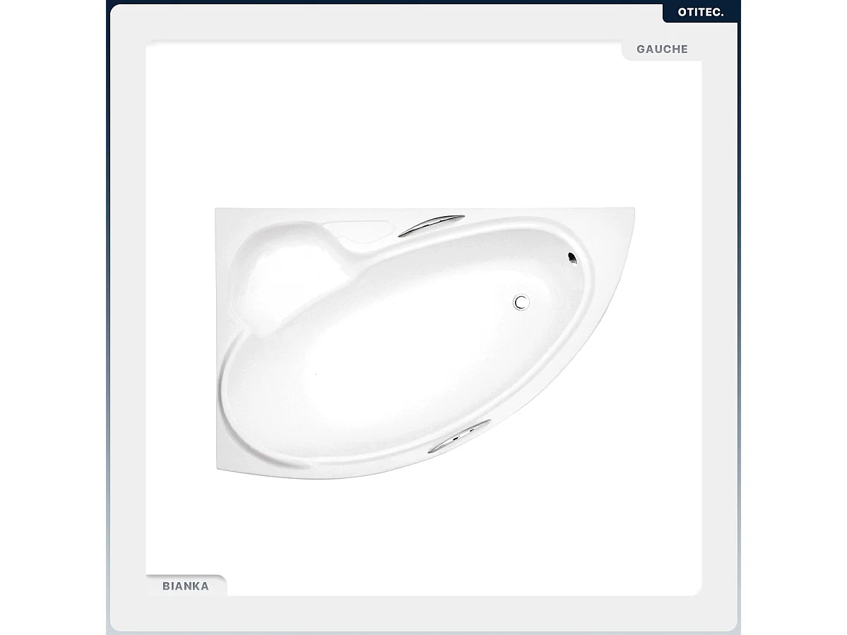 Baignoire asymétrique - 150 x 95 cm - Gauche - avec Habillage - Pieds - Vidage Chrome - BIANKA