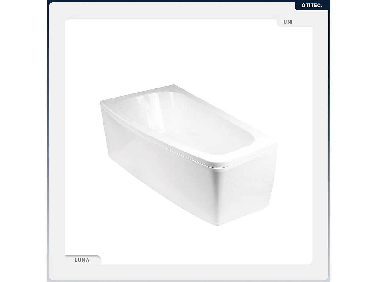 Baignoire asymétrique - 150 x 80 cm - Droite - avec Habillage - Pieds - Vidage Chrome - LUNA