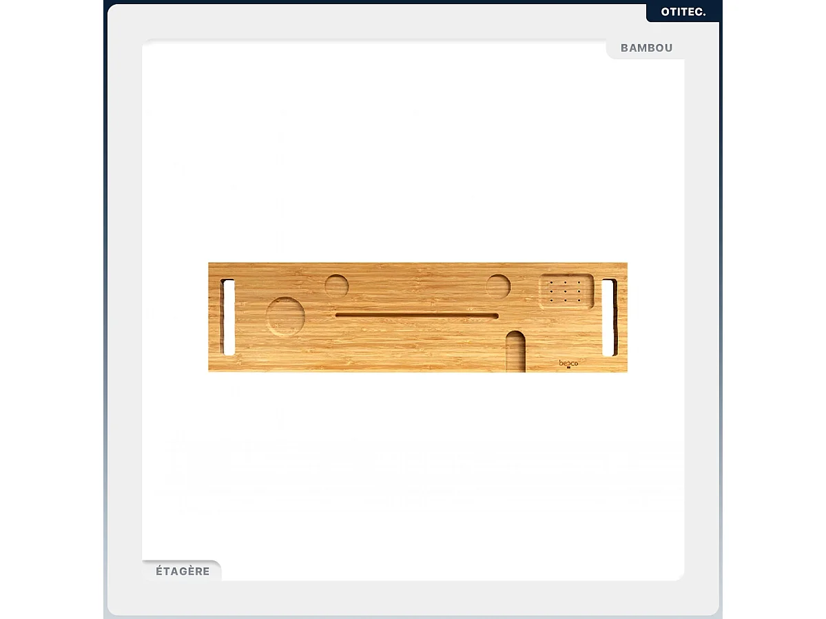 Baignoire asymétrique - 170 x 75 cm - Droite - sans Habillage - avec Pieds - Étagère bambou - Vidage Chrome - AVITA