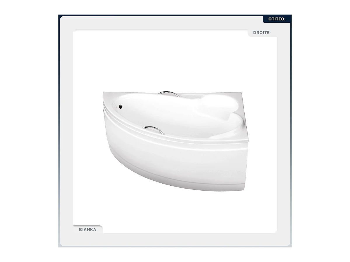 Baignoire asymétrique - 150 x 95 cm - Droite - avec Habillage - Pieds - Vidage Chrome - BIANKA