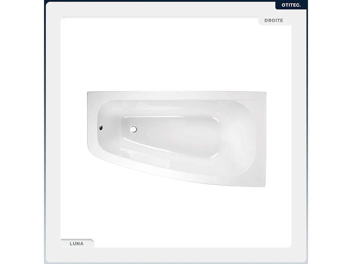 Baignoire asymétrique - 150 x 80 cm - Droite - avec Tablier - Pieds - Vidage Chrome - LUNA