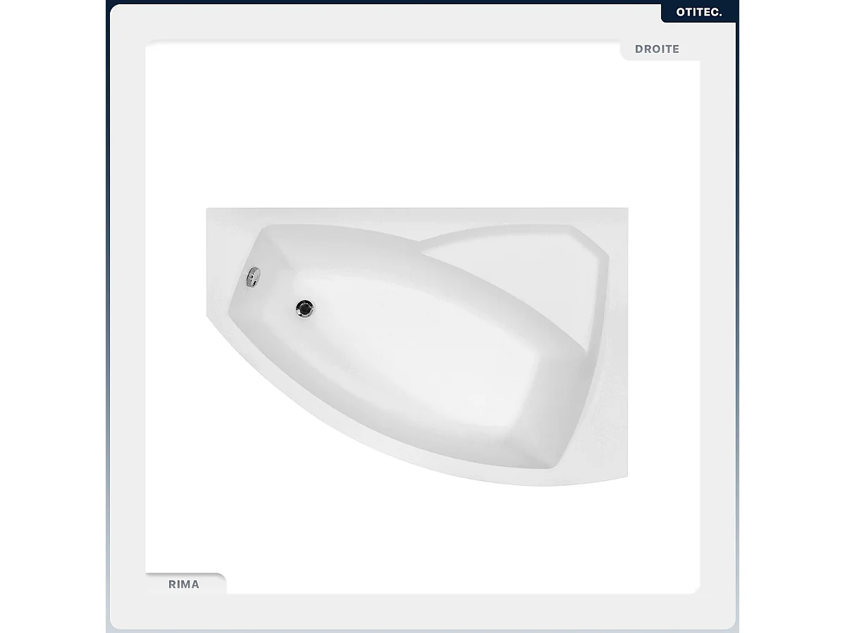 Baignoire asymétrique - 170 x 110 cm - Droite - avec Habillage - Pieds - Vidage Chrome - RIMA