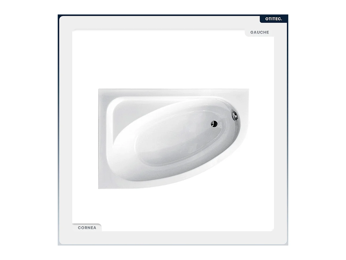 Baignoire asymétrique - 150 x 100 cm - Gauche - avec Habillage - Pieds - Vidage Chrome - CORNEA