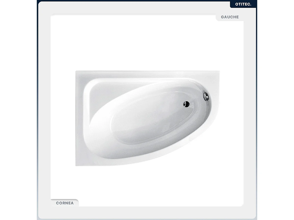 Baignoire asymétrique - 150 x 100 cm - Gauche - avec Habillage - Pieds - Vidage Chrome - CORNEA