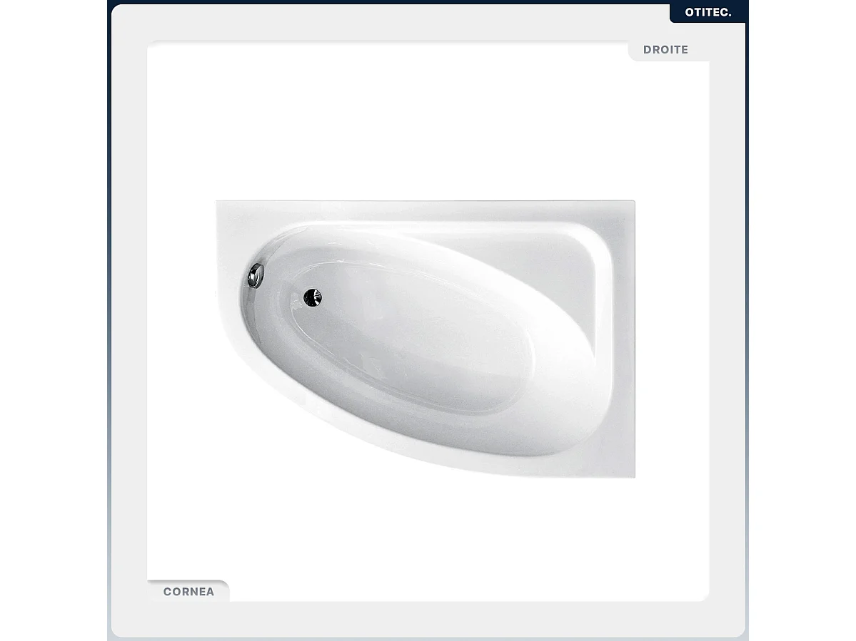 Baignoire asymétrique - 150 x 100 cm - Droite - sans Habillage - avec Pieds - Vidage Chrome - CORNEA