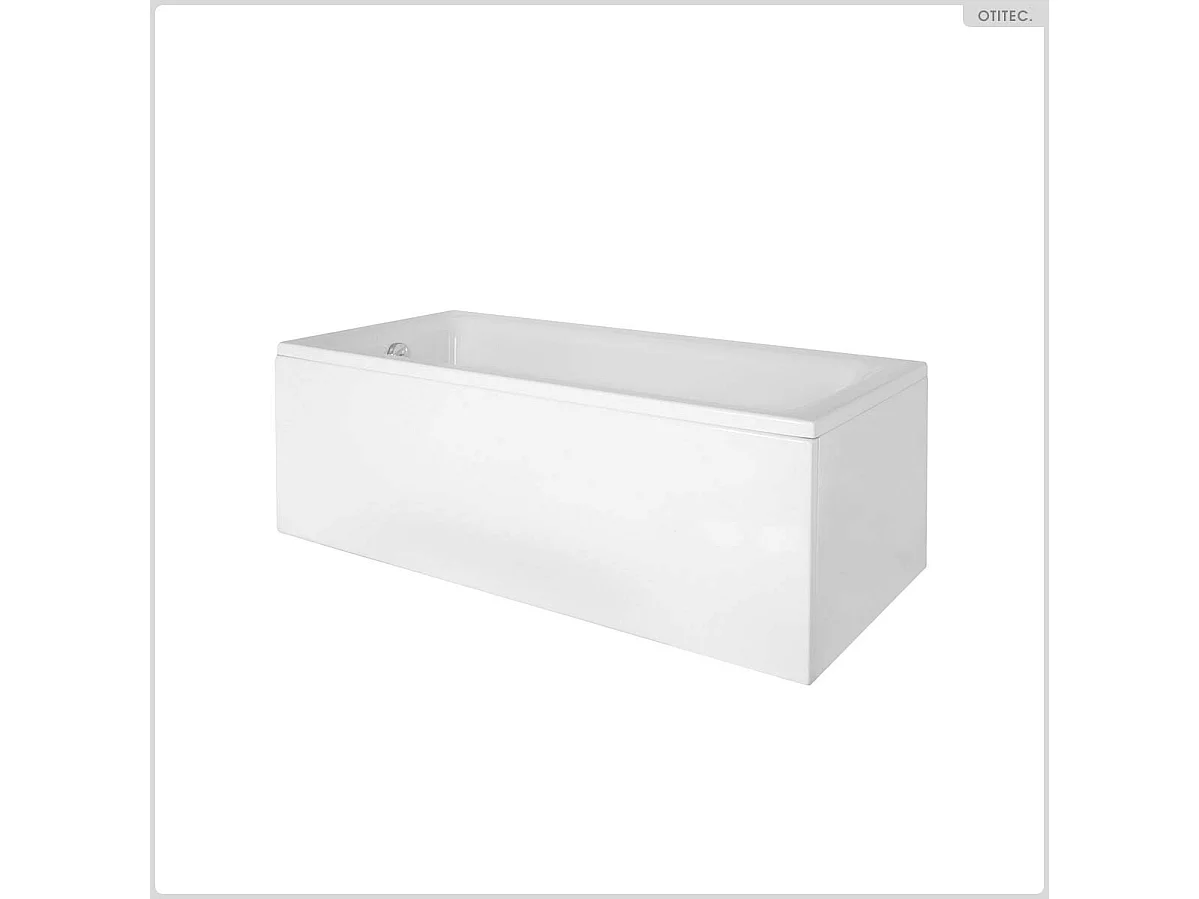 Baignoire rectangulaire - 110 x 70 cm - avec Tablier Blanc - Pieds - Vidage Chrome - TALIA
