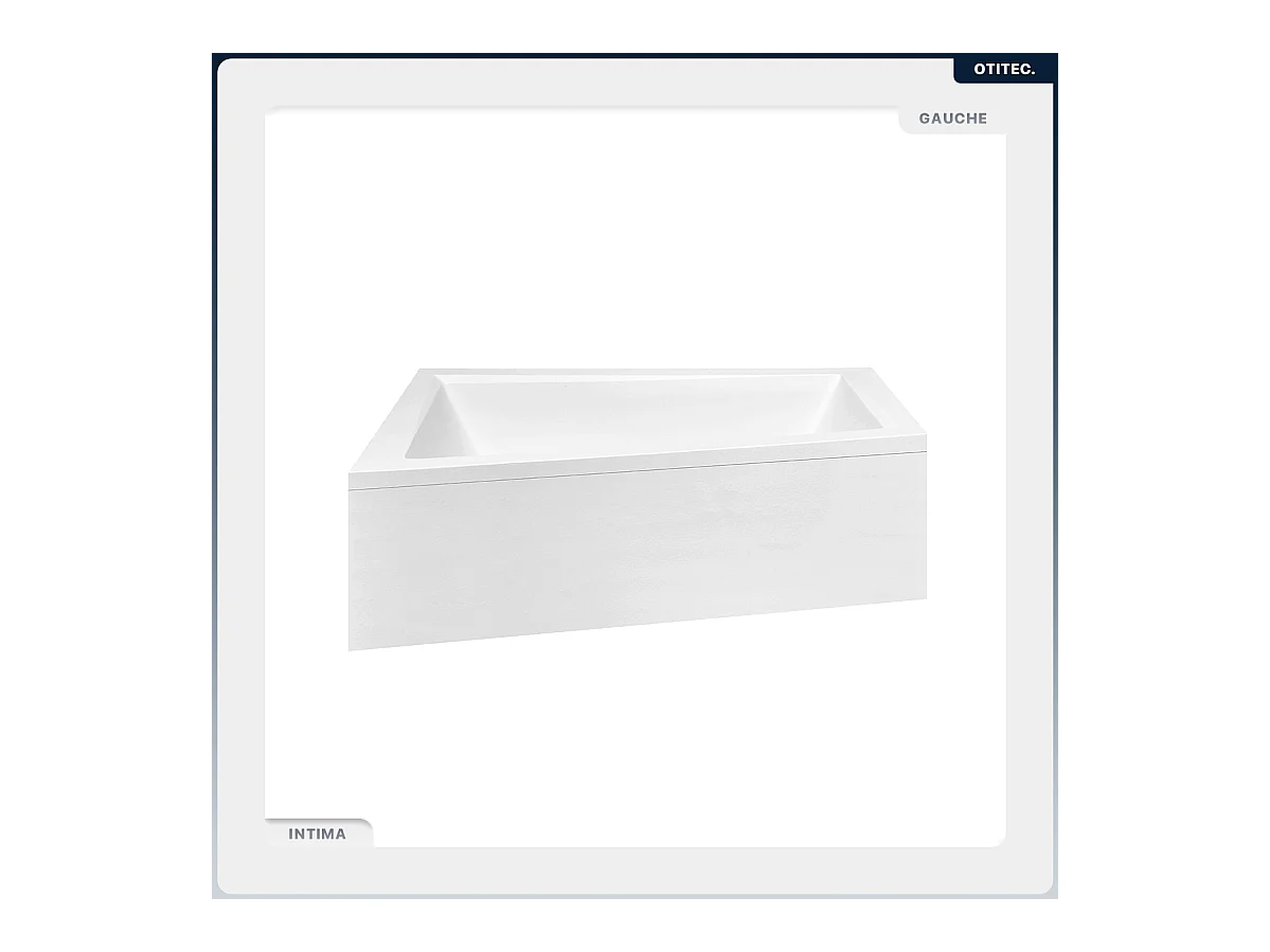 Baignoire asymétrique - 160 x 90 cm - Gauche - sans Habillage - avec Pieds - Étagère bambou - Vidage Chrome - INTIMA