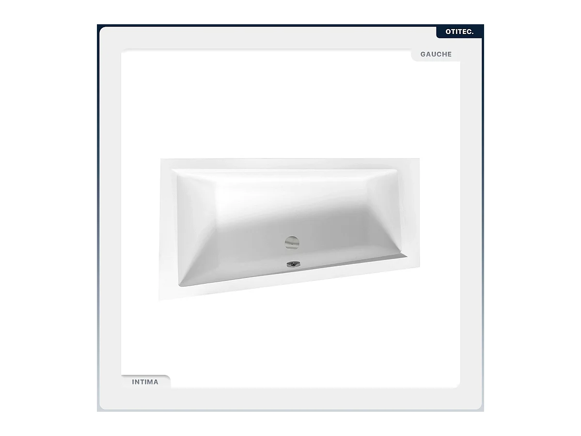 Baignoire asymétrique - 160 x 90 cm - Gauche - sans Habillage - avec Pieds - Étagère bambou - Vidage Chrome - INTIMA