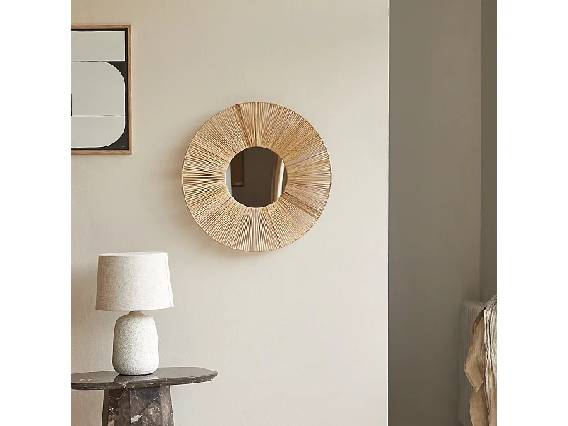 Miroir rond en fibres naturelles 60 cm Iris