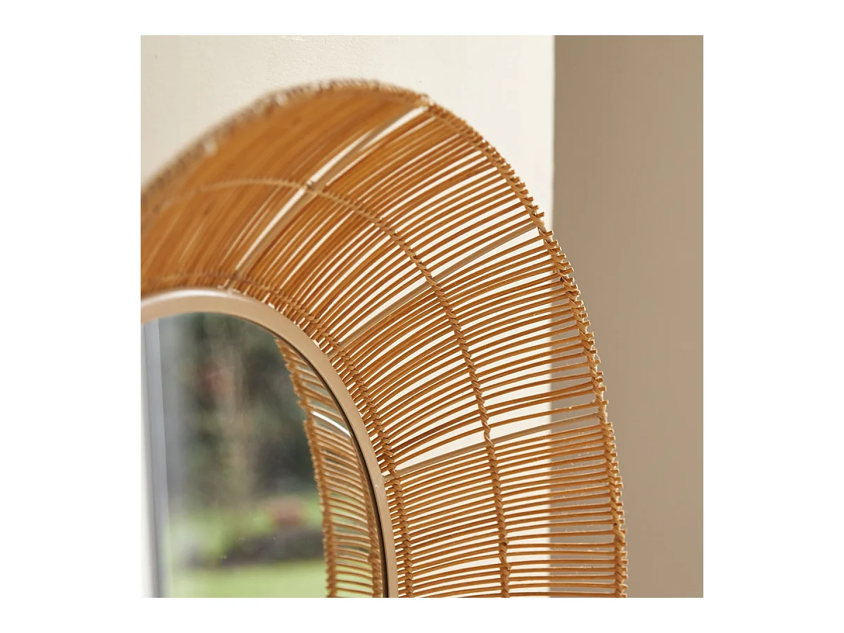Specchio rotondo in fibra naturale da 60 cm Rosie