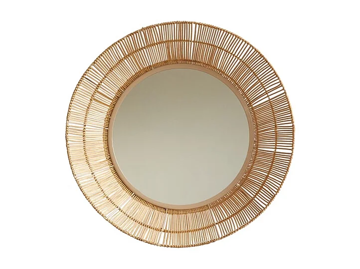 Specchio rotondo in fibra naturale da 60 cm Rosie