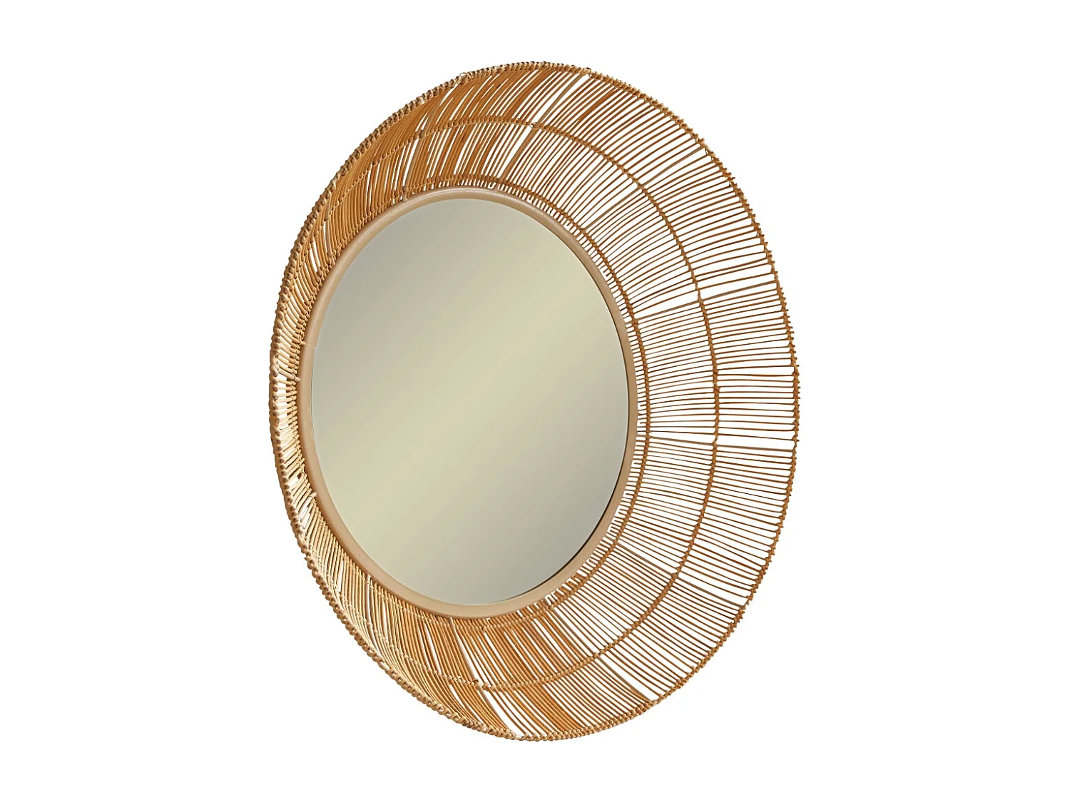 Specchio rotondo in fibra naturale da 60 cm Rosie