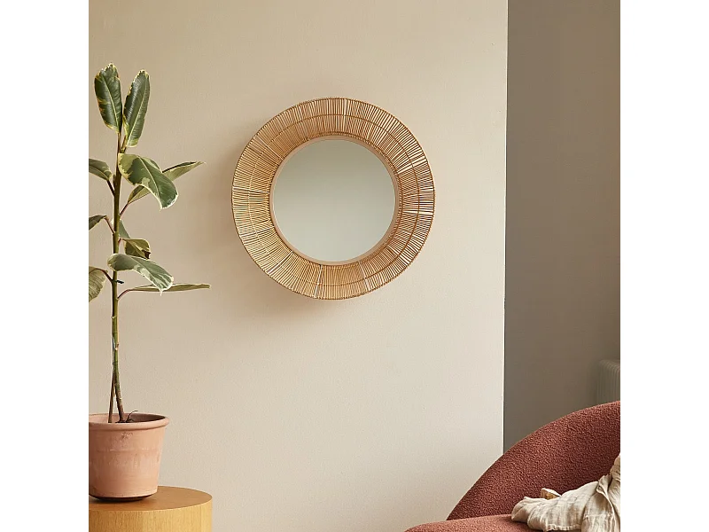 Miroir rond en fibres naturelles 60 cm Rosie