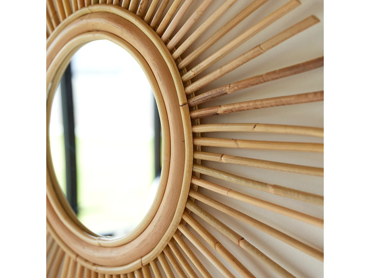 Spiegel aus Rattan 80 cm naturfarben originell Rattan