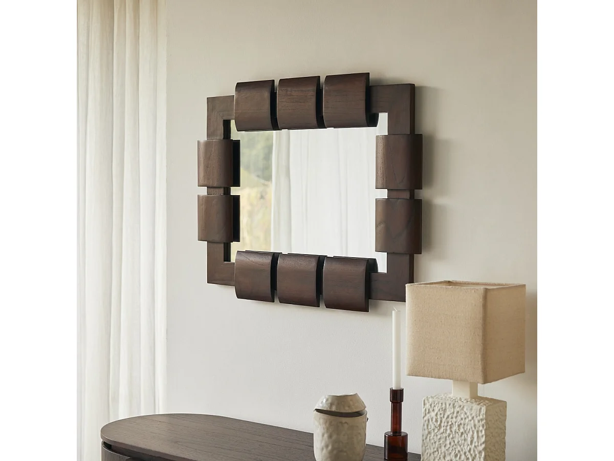 Specchio in legno di mindi 85x67,5 cm Isaac