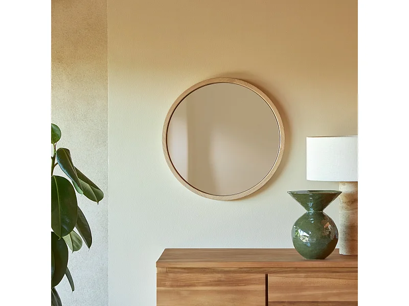 Miroir rond en bois de chêne massif 50x50 Fanie