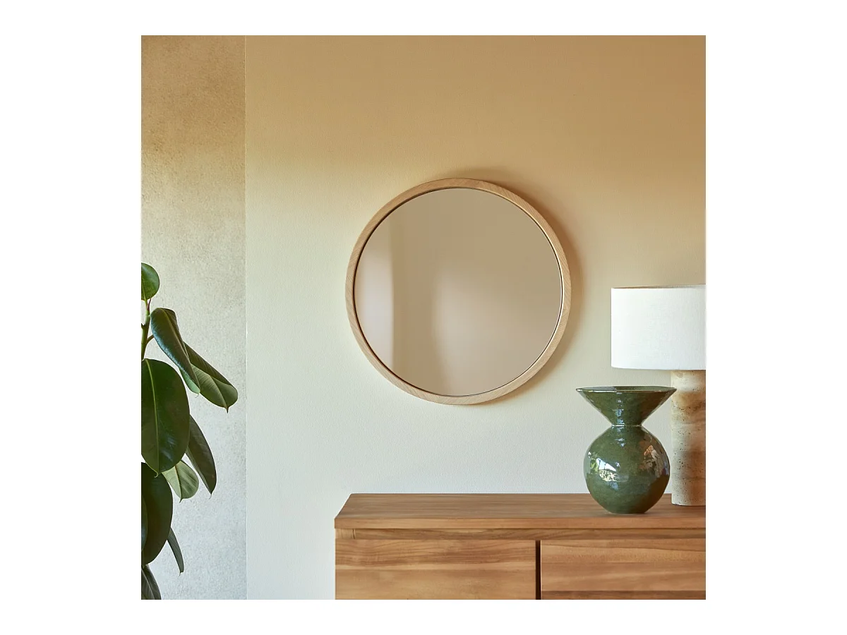 Runder Spiegel Fanie aus massivem Eichenholz 50 × 50