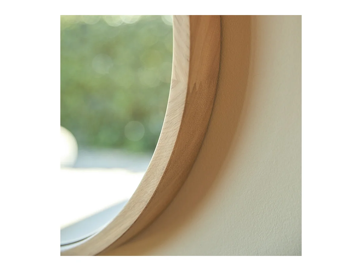 Runder Spiegel Fanie aus massivem Eichenholz 50 × 50