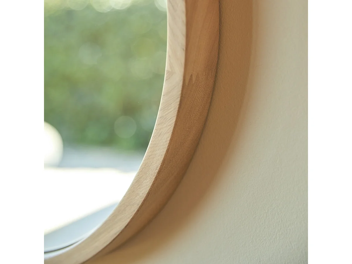 Specchio rotondo in legno massello di rovere 50x50 Fanie